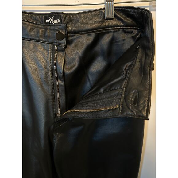 Wilson’s Maxima Black Genuine Leather High Rise Straight Leg Pants Vintage Sz 10 - Picture 5 of 12